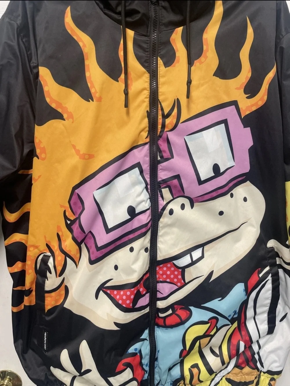 Members Only x Nickelodeon SpongeBob Rugrats Fleece Lined Jacket XXL Hooded Blac